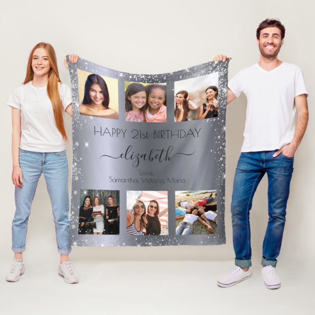 Couverture Polaire Anniversaire argent parties scintillant ami photo  (En situation)