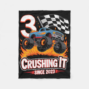 Couverture Polaire Anniversaire de enfant Camion Monster 3 ans Garçon