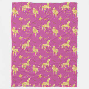 Couverture Polaire Anniversaire de Licorne Magique en Or Rose