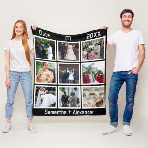 Couverture Polaire Anniversaire de mariage personnalisé moderne 9 pho