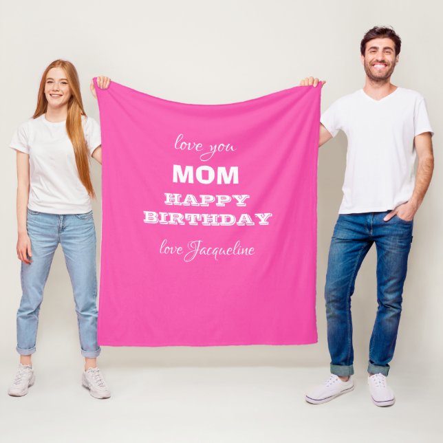 Couverture Polaire Anniversaire MOM Chic Script Girl Élégant rose (En situation)