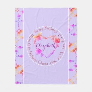 Couverture Polaire Anniversaire/Personnalisé Rose d'événement Coeur