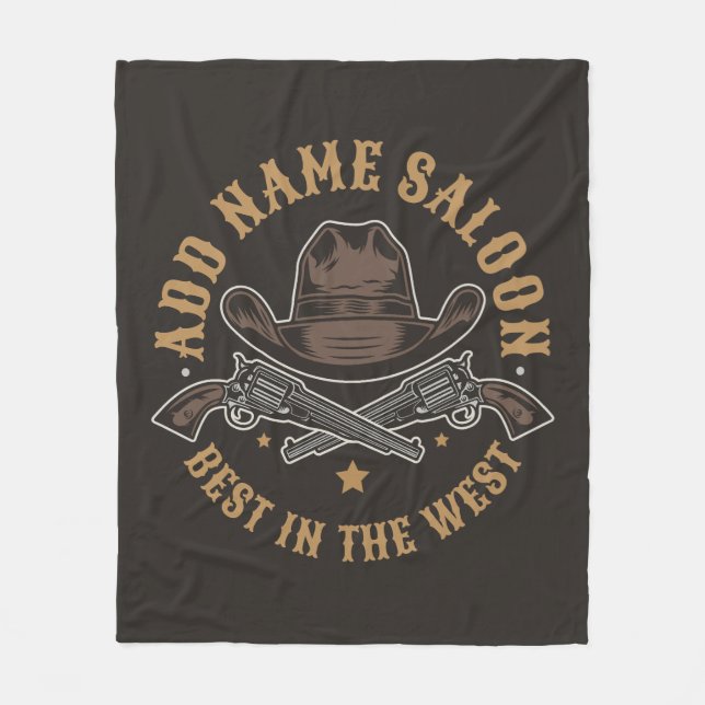 Couverture Polaire Antique Cowboy Guns AJOUTER NOM Old Wild West Salo (Devant)