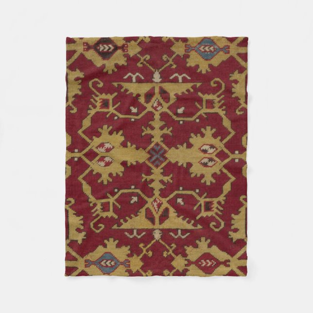 Couverture Polaire Antique géométrique Oriental Perse Motif rouge (Devant)