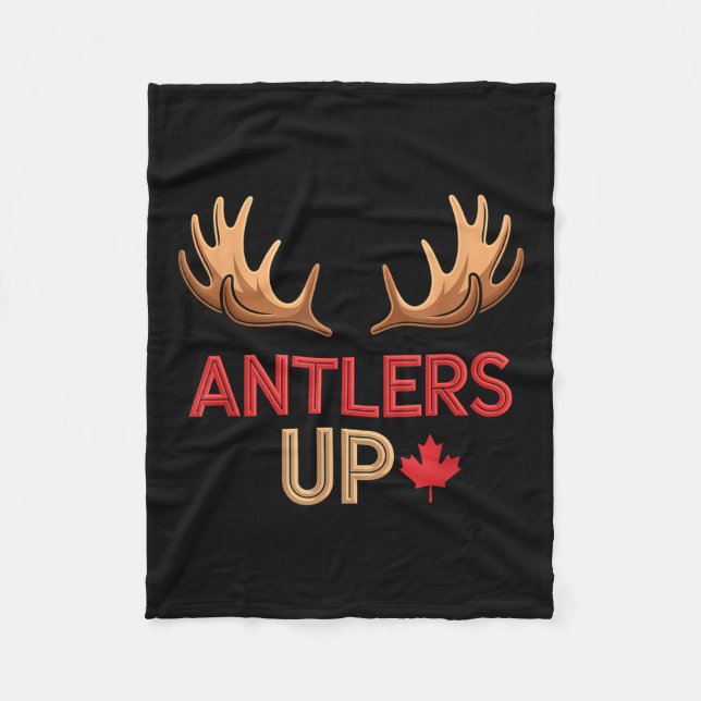 Couverture Polaire Antlers Up Canadian Pride Funny Canada Flag Moose  (Devant)