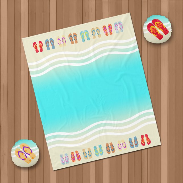 Couverture Polaire Aqua Beach Vagues Sandales d'été (Créateur téléchargé)
