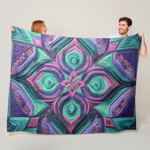 Couverture Polaire Aqua rose courbé violet Conception abstraite