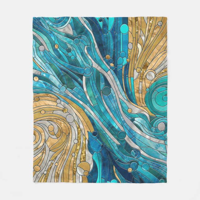 Couverture Polaire Aquamarine River Mosaic Art Abstrait (Devant)