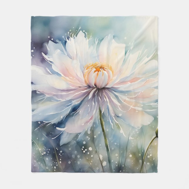 Couverture Polaire Aquarelle à fleurs blanches (Devant)