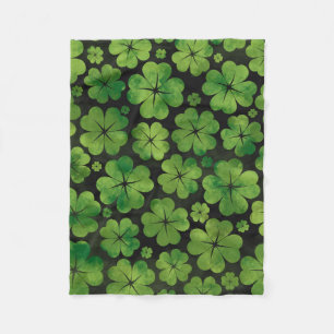 Couverture Polaire Aquarelle à quatre feuilles de Motif Shamrock Luck