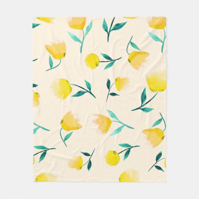 Couverture Polaire Aquarelle Abstrait Motif de pivoine florale (Devant)