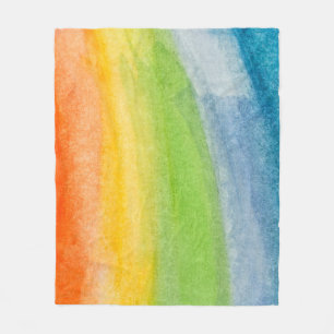 Couverture Polaire aquarelle Abstraite couleurs arc-en-ciel fond
