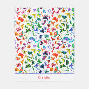 Couverture Polaire Aquarelle Arc-en-ciel Papillons Enfants Personnali