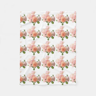 Couverture Polaire Aquarelle Art Rose Fleurs Modèle Floral