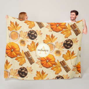 Couverture Polaire Aquarelle Automne Magie Parfums Vintages Monogramm