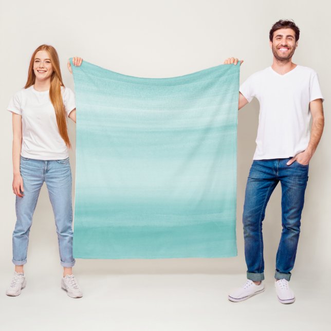 Couverture Polaire Aquarelle bleu Aqua Abstrait #2 (En situation)