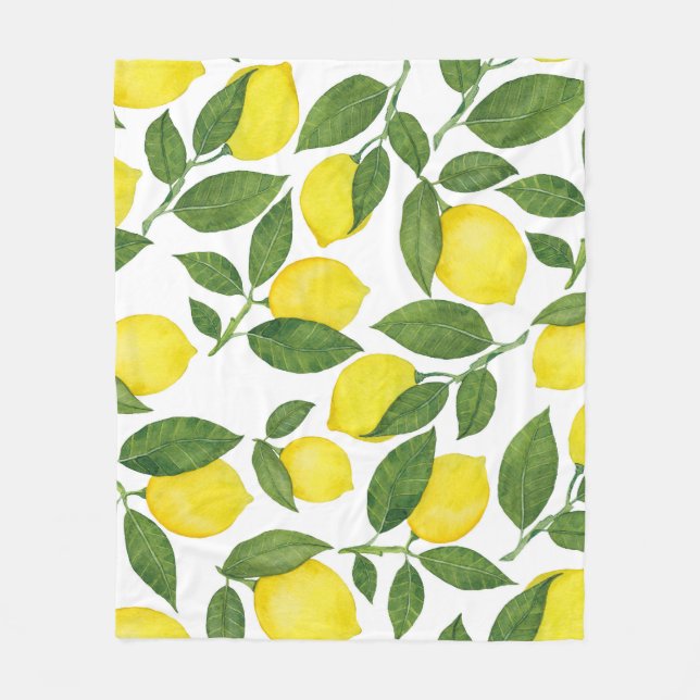 Couverture Polaire Aquarelle Citrons : Motif de fruits d'été (Devant)