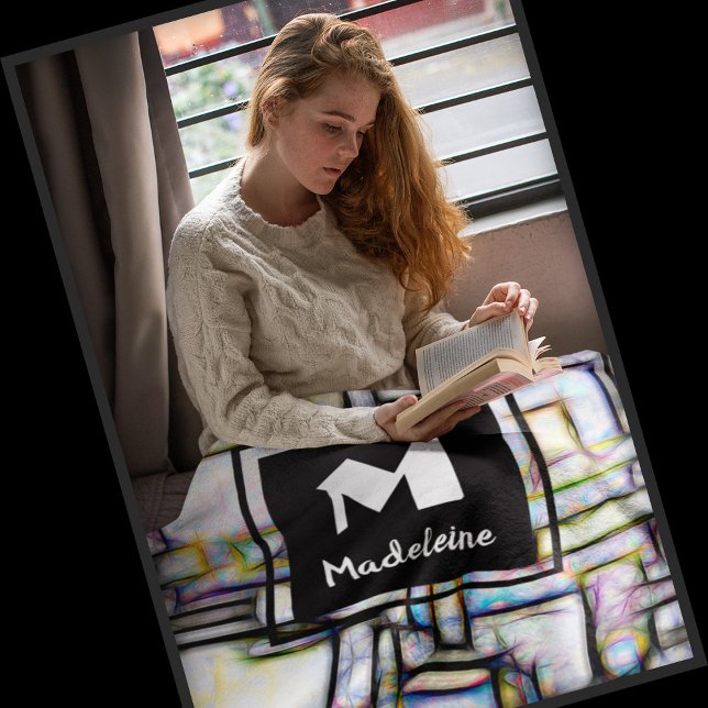 Couverture Polaire Aquarelle colorée Monogramme géométrique Abstrait (Créateur téléchargé)