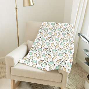 Couverture Polaire Aquarelle côtière huître et Motif Pearl