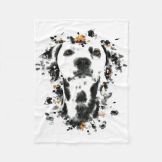 Couverture Polaire Aquarelle dalmate Art, mignonne visage de chien da