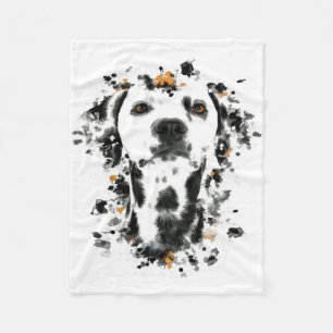 Couverture Polaire Aquarelle de Dalmatie, joli visage de chien dalmat