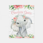 Aquarelle de fille Eléphant Floral Personnalisé