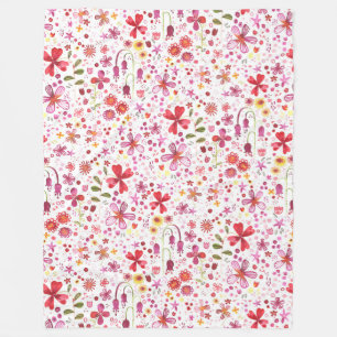 Couverture Polaire Aquarelle de fleurs sauvages