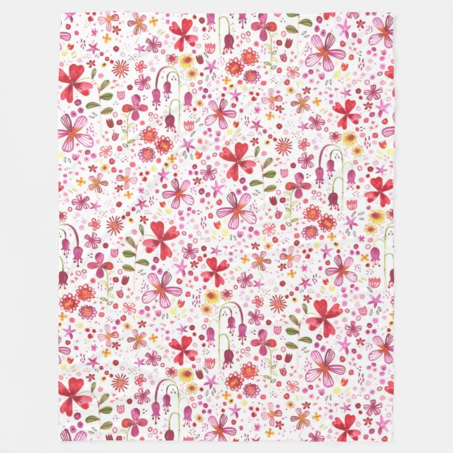 Couverture Polaire Aquarelle de fleurs sauvages (Devant)