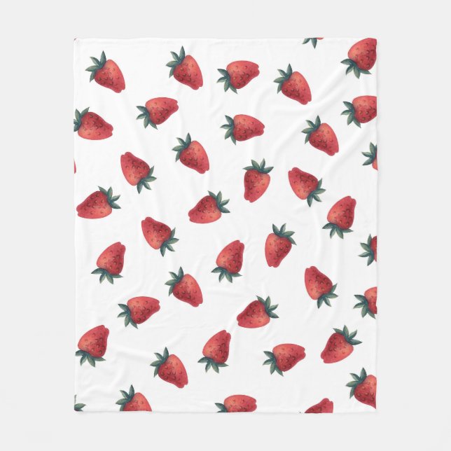 Couverture Polaire Aquarelle de fraises : Jouer Motif sans couture (Devant)