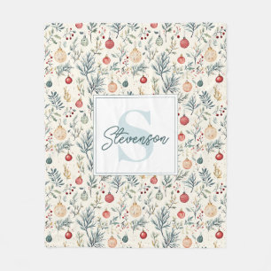 Couverture Polaire Aquarelle de Noël Vert esthétique