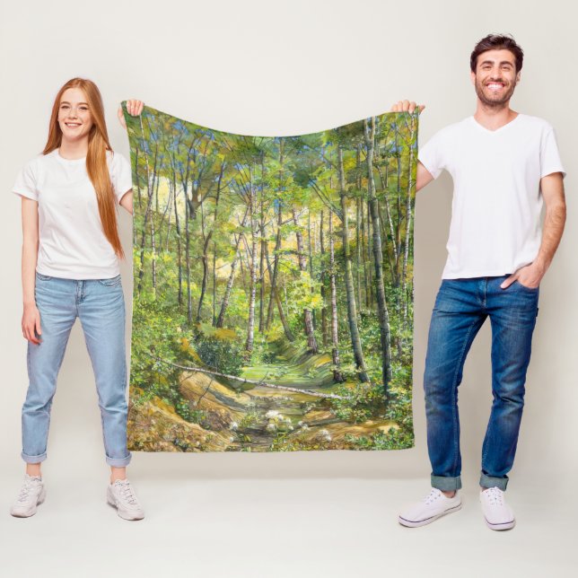 Couverture Polaire aquarelle de peinture de rainures sur soie (En situation)