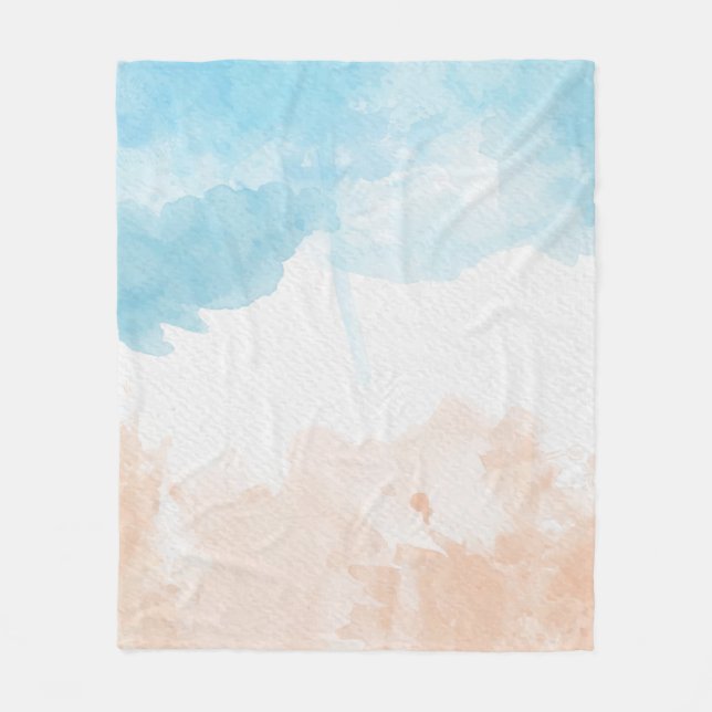 Couverture Polaire Aquarelle de plage (Devant)