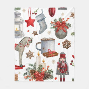 Couverture Polaire Aquarelle décoration de noël motif