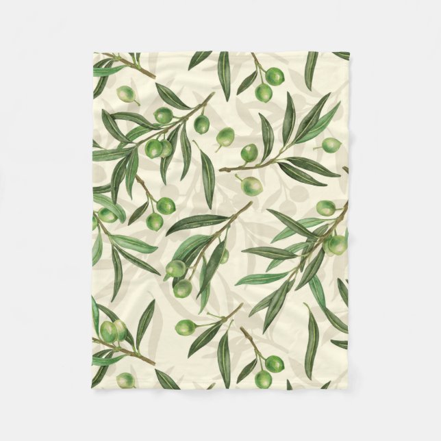 Couverture Polaire Aquarelle des branches d'olive (Devant)