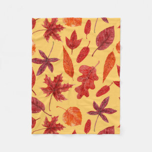 Couverture Polaire Aquarelle des feuilles rouges