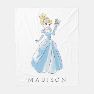 Couverture Polaire Aquarelle Disney Cinderella Ajoutez votre nom