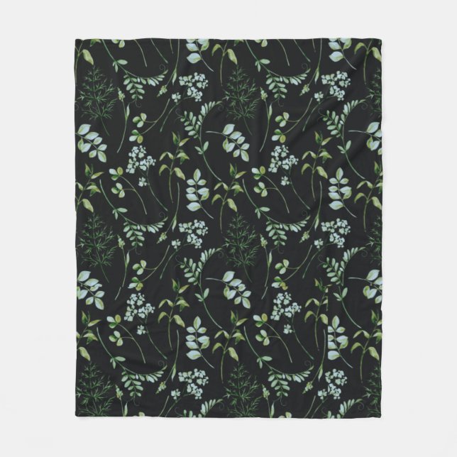 Couverture Polaire Aquarelle Eucalyptus Feuilles de verdure (Devant)