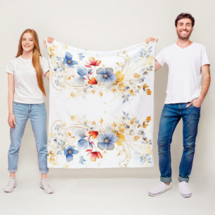 Couverture Polaire Aquarelle féminine fleurie
