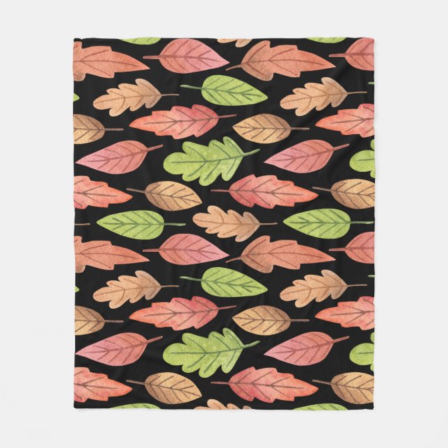 Couverture Polaire Aquarelle feuilles d'automne : motif transparent (Devant)