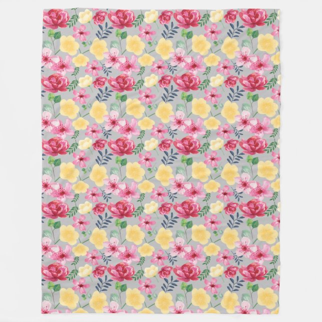 Couverture Polaire Aquarelle Fleur botanique (Devant)