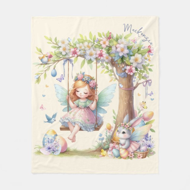 Couverture Polaire Aquarelle Fleur de printemps de Pâques (Devant)