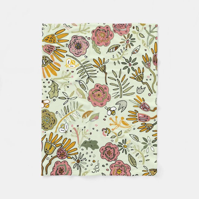 Couverture Polaire Aquarelle Florale Fleurs d'abeille Élégante Modern (Devant)