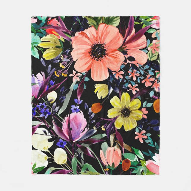 Couverture Polaire Aquarelle florale motif sans couture. Différents b (Devant)