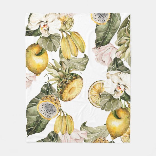 Couverture Polaire Aquarelle florale motif sans couture. Peint à la m (Devant)