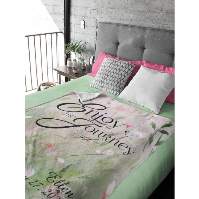 Couverture Polaire Aquarelle florale personnalisée Profitez du voyage (Créateur téléchargé)