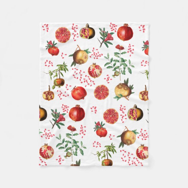 Couverture Polaire Aquarelle grenade Motif de fruits méditerranéen (Devant)
