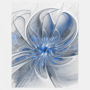 Couverture Polaire Aquarelle gris bleu Abstrait Fractal Art Flower