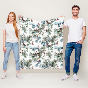 Couverture Polaire Aquarelle hiver pin à coton Noël