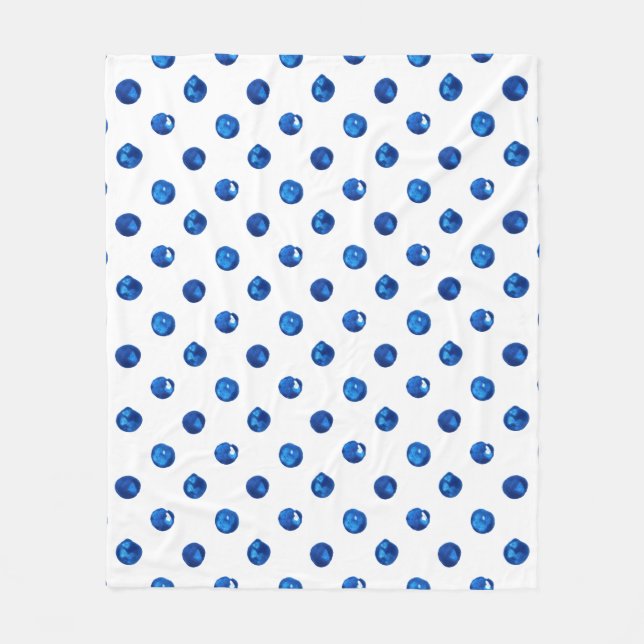 Couverture Polaire Aquarelle indigo bleu pois motif (Devant)