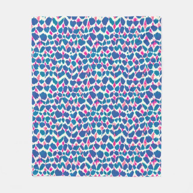 Couverture Polaire Aquarelle inspirée point rose et bleu Boho (Devant)
